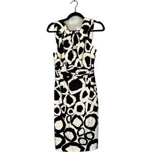 David Meister black and white abstract halter look dress size 10